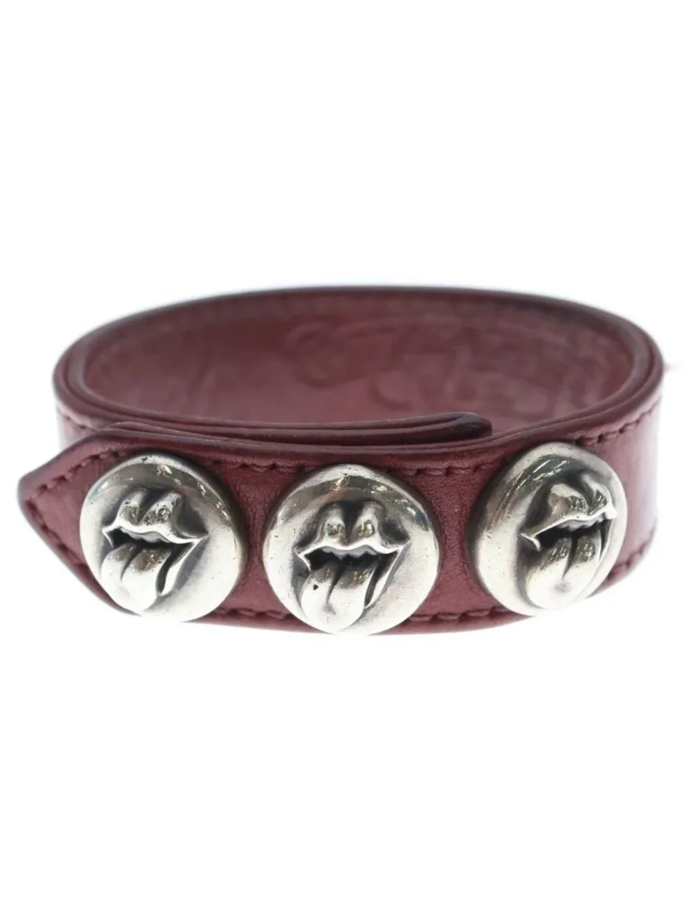 Chrome Hearts L&t Lip and Tan 3 Buttons 2 Snaps Leather Bracelet